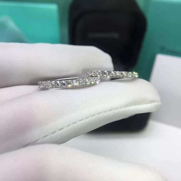 NEW Silver Round Diamond Eternity Stackable Ring - Picture 4 of 9